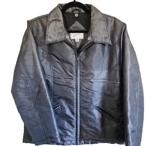 Jacqueline Ferrar PL Jacket Petite Large Silver Gray‎ Metallic Belted Zip Up NEW
